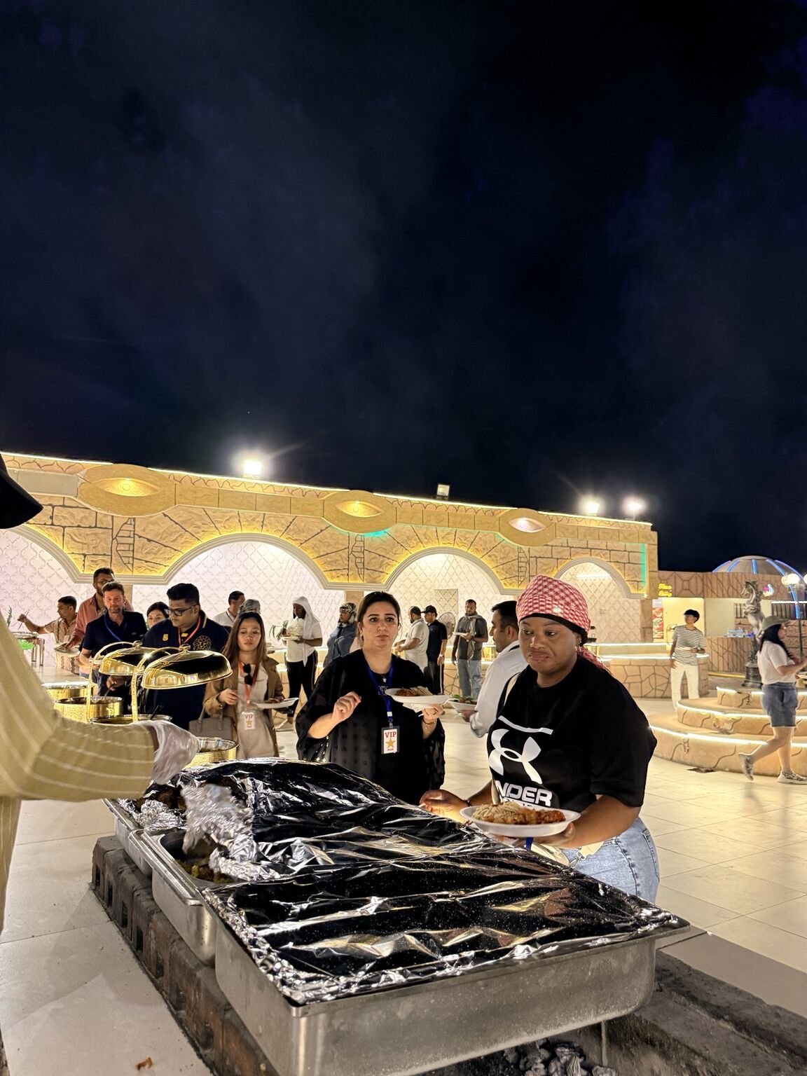 Live BBQ station at the evening desert safari camp